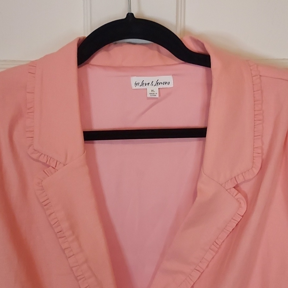 For Love and Lemons Peach Linen Blend Cropped Blazer Size XL - Picture 5 of 14